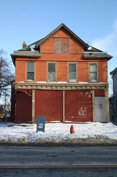 595 Fillmore Avenue: This significant structure began as a samll house; expanded in frame and brick by Joseph Jankowski from 1893-1907 for his residence, confectionary store and cigar factory. This building is VACANT and at EXTREME RISK.