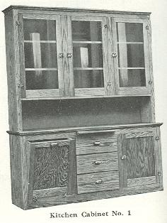 Kitchen cabinet #1 taken from the 1920 Bennett Catalog. Compare to 2006 picture at right.