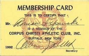 Vintage Athletic Club membership card that once belonged to Roman Lipinski, the Grandfather of Forgotten Buffalo's Marty Biniasz