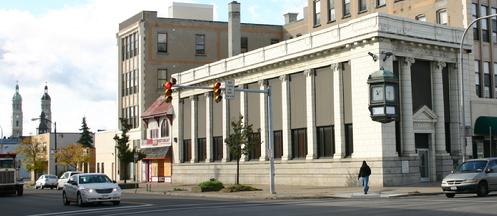 The Southwest corner of Broadway & Fillmore. Click image to learn more about the former Union Stock Yard Bank (Liberty Bank) Building that runs down Fillmore.