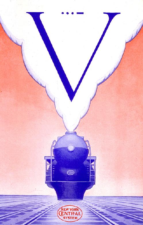 1943 New York Central Menu cover featuring the an Empire State Express Hudson locomotive