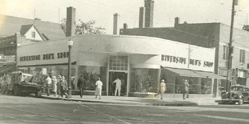 The signature Tonawanda and Ontario street building dates to the early 1940's and was built after a fire nearly put the retailer out of business.  Architect Louis Greenstein designed the new Riverside Men's Shop that featured the city's first air-conditioning, first plate-glass doors, and first fluorescent lighting.