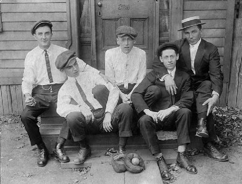 A group of "fine Irish boys" in the First Ward during the 20s.